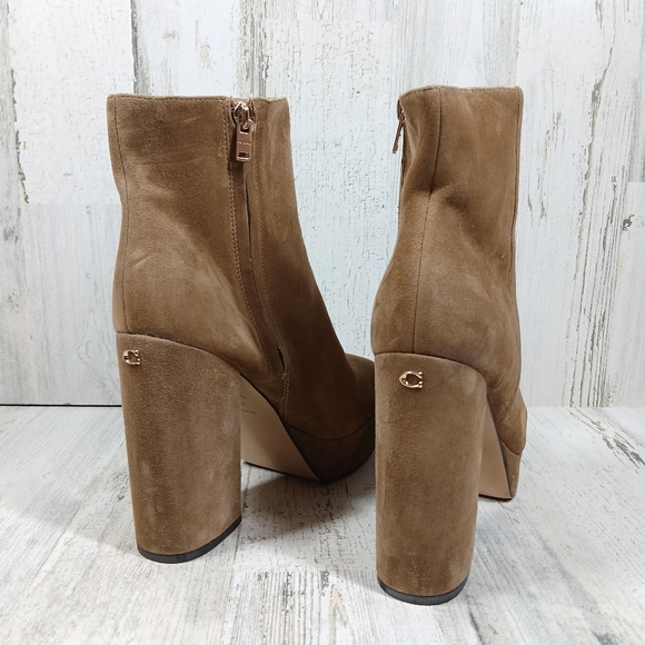 NEW Coach Iona Womens Suede Tan Platform Ankle Boots #1297 - Picture 9 of 16